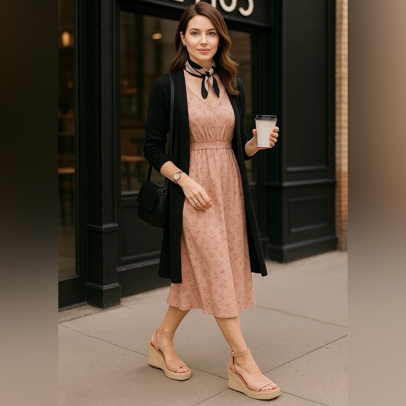 Marc Fisher LTD Nelly Blush Suede Wedding Guest Wedge Sandals Size 8.5M NWT - Picture 2 of 9